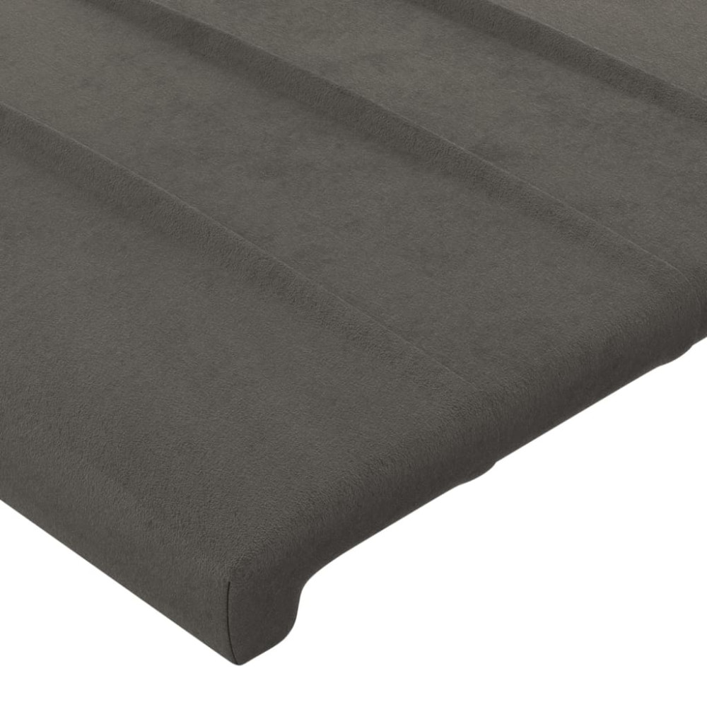 Produktbild för Sänggavel LED mörkgrå 160x5x118/128 cm sammet