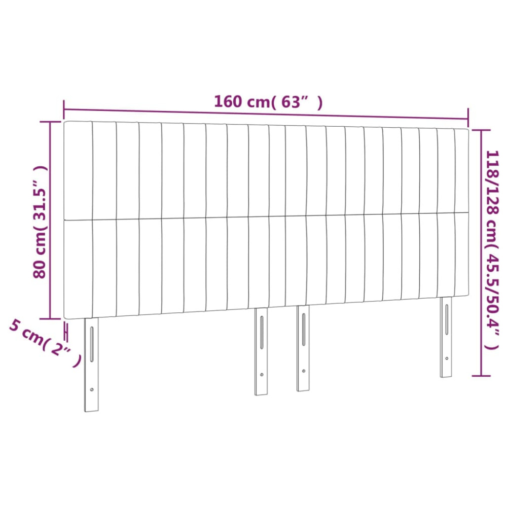 Produktbild för Sänggavel LED mörkgrå 160x5x118/128 cm sammet