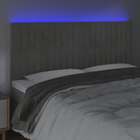 Produktbild för Sänggavel LED ljusgrå 180x5x118/128 cm sammet
