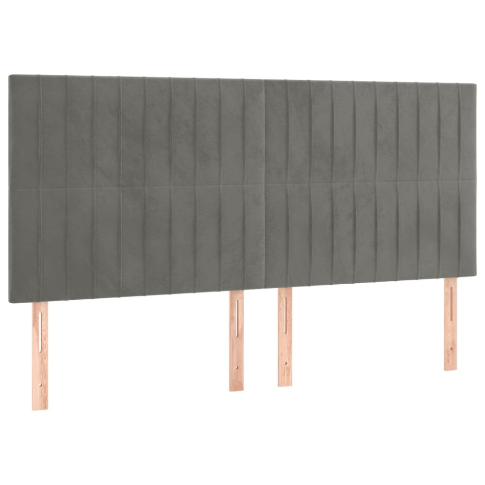 Produktbild för Sänggavel LED ljusgrå 180x5x118/128 cm sammet