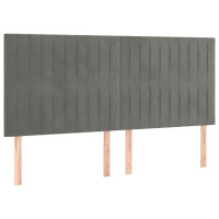 Produktbild för Sänggavel LED ljusgrå 180x5x118/128 cm sammet
