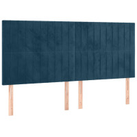 Produktbild för Sänggavel LED mörkblå 180x5x118/128 cm sammet