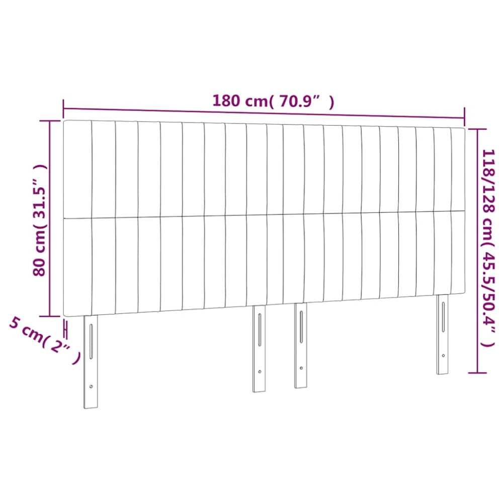 Produktbild för Sänggavel LED mörkblå 180x5x118/128 cm sammet