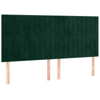 Produktbild för Sänggavel LED mörkgrön 200x5x118/128 cm sammet