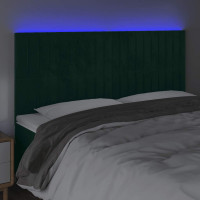 Produktbild för Sänggavel LED mörkgrön 200x5x118/128 cm sammet