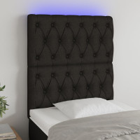 Produktbild för Sänggavel LED svart 80x7x118/128 cm tyg