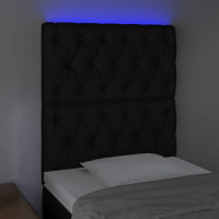 Produktbild för Sänggavel LED svart 80x7x118/128 cm tyg