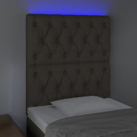 Produktbild för Sänggavel LED taupe 80x7x118/128 cm tyg
