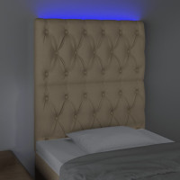 Produktbild för Sänggavel LED gräddvit 80x7x118/128 cm tyg
