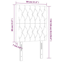 Produktbild för Sänggavel LED gräddvit 80x7x118/128 cm tyg