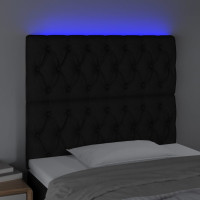 Produktbild för Sänggavel LED svart 90x7x118/128 cm tyg