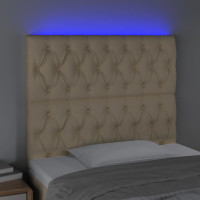Produktbild för Sänggavel LED gräddvit 90x7x118/128 cm tyg