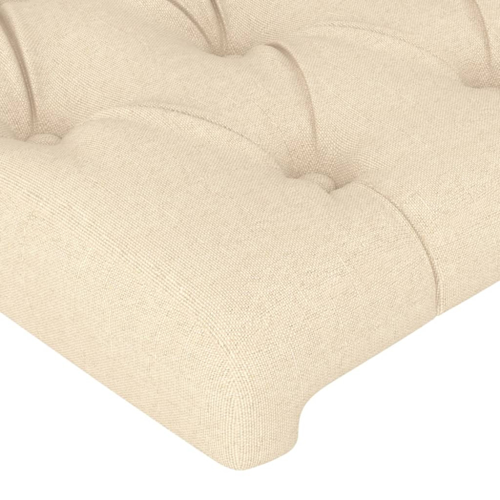 Produktbild för Sänggavel LED gräddvit 90x7x118/128 cm tyg