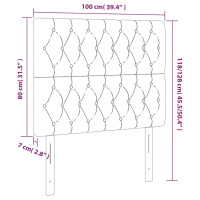 Produktbild för Sänggavel LED gräddvit 100x7x118/128 cm tyg