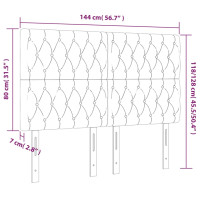 Produktbild för Sänggavel LED gräddvit 144x7x118/128 cm tyg