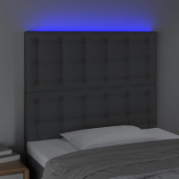 Produktbild för Sänggavel LED mörkgrå 80x5x118/128 cm tyg