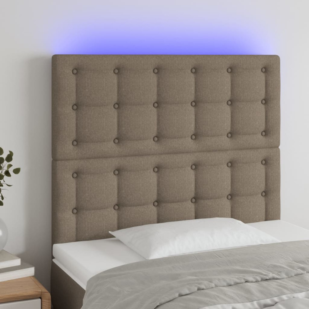 Produktbild för Sänggavel LED taupe 80x5x118/128 cm tyg