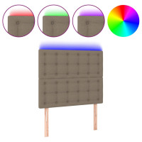 Produktbild för Sänggavel LED taupe 80x5x118/128 cm tyg