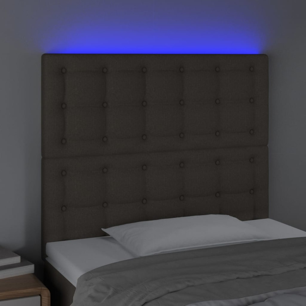 Produktbild för Sänggavel LED taupe 80x5x118/128 cm tyg
