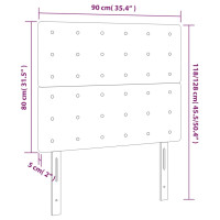 Produktbild för Sänggavel LED mörkgrå 90x5x118/128 cm tyg