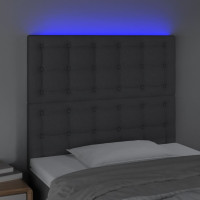 Produktbild för Sänggavel LED mörkgrå 100x5x118/128 cm tyg