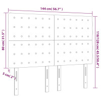 Produktbild för Sänggavel LED mörkgrå 144x5x118/128 cm tyg