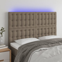 Produktbild för Sänggavel LED taupe 144x5x118/128 cm tyg