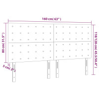 Produktbild för Sänggavel LED mörkgrå 160x5x118/128 cm tyg