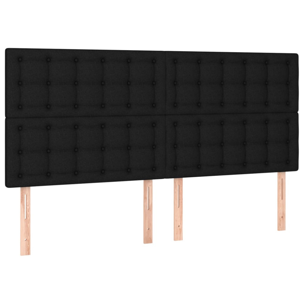 Produktbild för Sänggavel LED svart 160x5x118/128 cm tyg