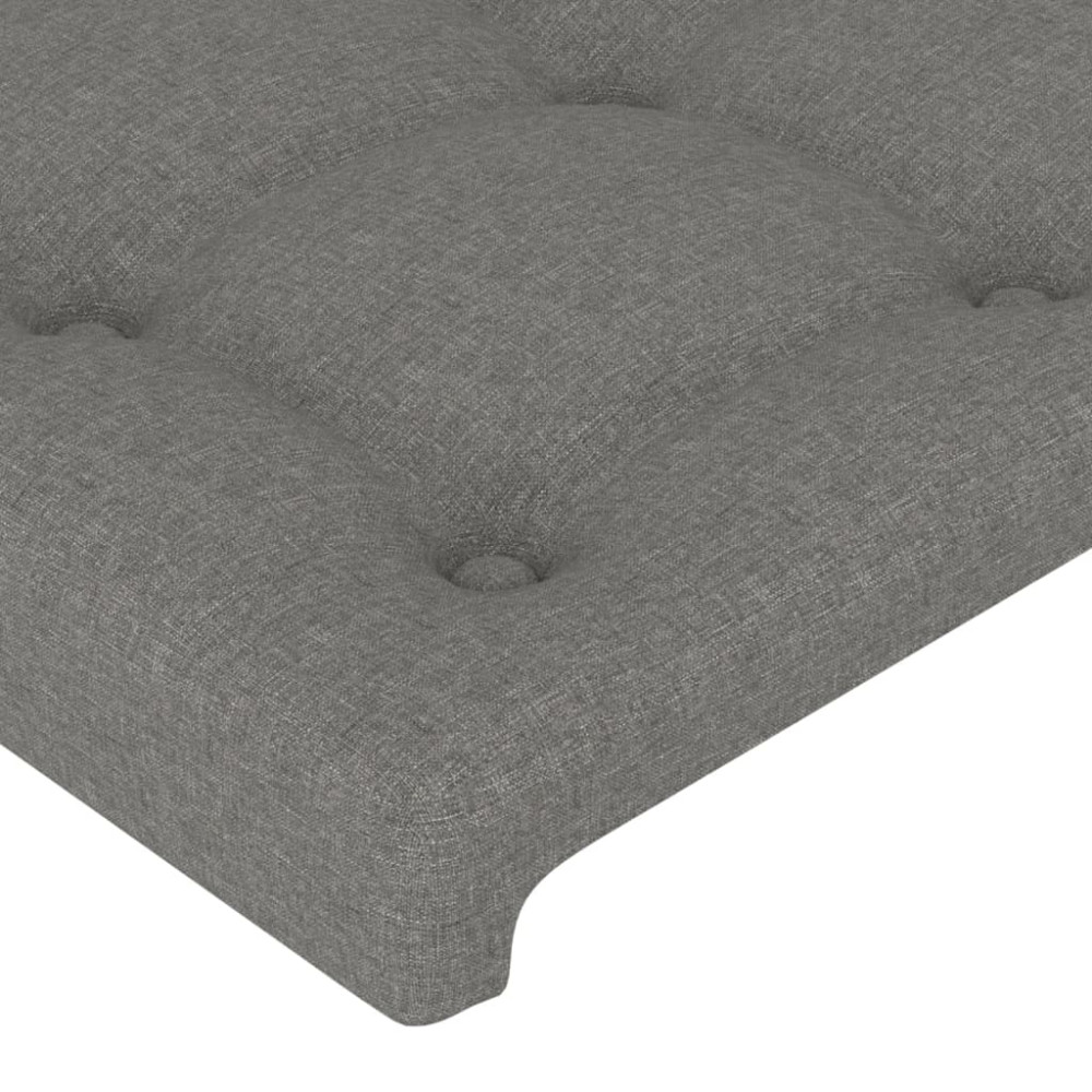Produktbild för Sänggavel LED mörkgrå 180x5x118/128 cm tyg