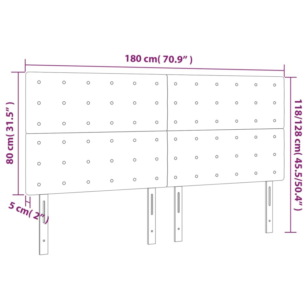 Produktbild för Sänggavel LED mörkgrå 180x5x118/128 cm tyg