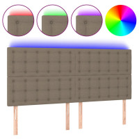 Produktbild för Sänggavel LED taupe 180x5x118/128 cm tyg
