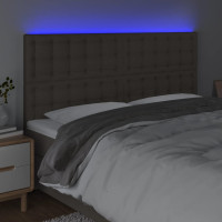 Produktbild för Sänggavel LED taupe 180x5x118/128 cm tyg