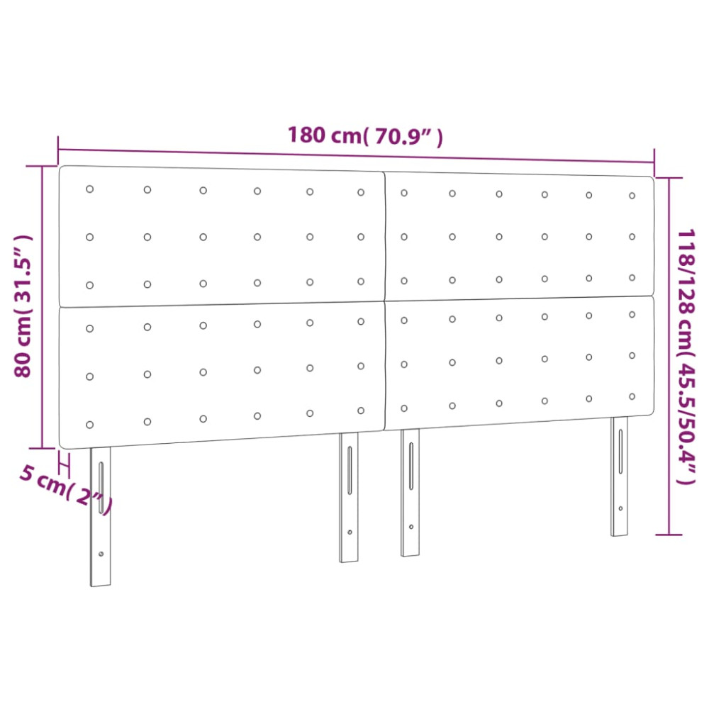 Produktbild för Sänggavel LED taupe 180x5x118/128 cm tyg