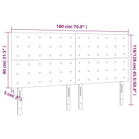 Produktbild för Sänggavel LED gräddvit 180x5x118/128 cm tyg