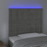 Produktbild för Sänggavel LED ljusgrå 80x5x118/128 cm sammet