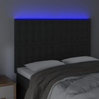 Produktbild för Sänggavel LED svart 144x5x118/128 cm sammet