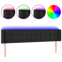 Produktbild för Sänggavel LED svart 183x16x78/88 cm sammet