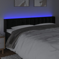 Produktbild för Sänggavel LED svart 183x16x78/88 cm sammet