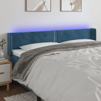 Produktbild för Sänggavel LED mörkblå 183x16x78/88 cm sammet