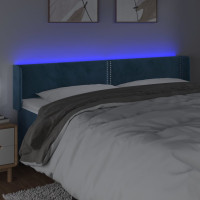 Produktbild för Sänggavel LED mörkblå 183x16x78/88 cm sammet