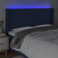 Produktbild för Sänggavel LED blå 183x16x118/128 cm tyg