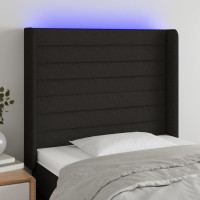 Produktbild för Sänggavel LED svart 83x16x118/128 cm tyg