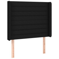 Produktbild för Sänggavel LED svart 83x16x118/128 cm tyg