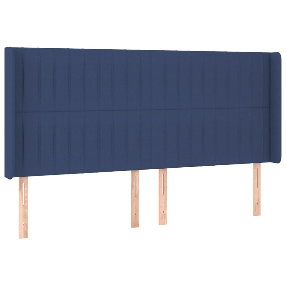 Produktbild för Sänggavel LED blå 183x16x118/128 cm tyg