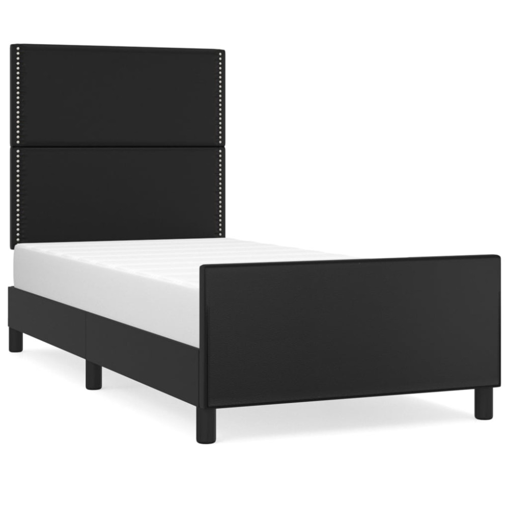 Produktbild för Sängram med huvudgavel svart 90x190 cm konstläder