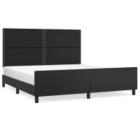 Produktbild för Sängram med huvudgavel svart 180x200 cm konstläder