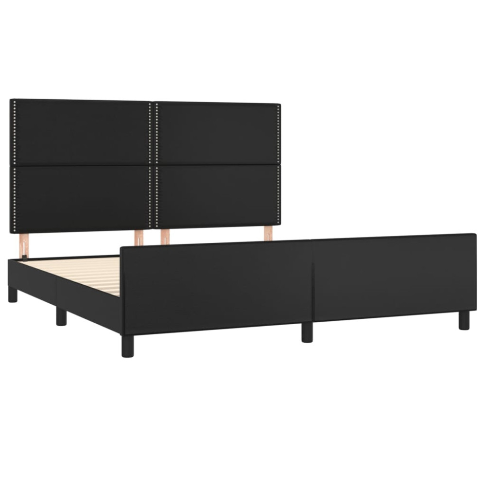 Produktbild för Sängram med huvudgavel svart 180x200 cm konstläder