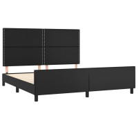 Produktbild för Sängram med huvudgavel svart 180x200 cm konstläder