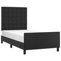 Produktbild för Sängram med huvudgavel svart 90x190 cm konstläder